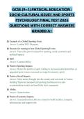GCSE &lpar;9&ndash;1&rpar; PHYSICAL EDUCATION &colon;&NewLine;SOCIO-CULTURAL ISSUES AND SPORTS&NewLine;PSYCHOLOGY FINAL TEST 2026&NewLine;QUESTIONS WITH CORRECT ANSWERS&NewLine;GRADED A&plus;