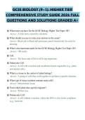 GCSE BIOLOGY &lpar;9&ndash;1&rpar;&colon; HIGHER TIER&NewLine;COMPREHENSIVE STUDY GUIDE 2026 FULL&NewLine;QUESTIONS AND SOLUTIONS GRADED A&plus;