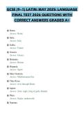 GCSE &lpar;9&ndash;1&rpar; LATIN&colon; MAY 2025&colon; LANGUAGE&NewLine;FINAL TEST 2026 QUESTIONS WITH&NewLine;CORRECT ANSWERS GRADED A&plus;