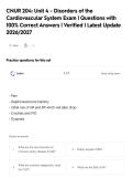 CNUR 204&colon; Unit 4 - Disorders of the&NewLine;Cardiovascular System Exam &vert; Questions with&NewLine;100&percnt; Correct Answers &vert; Verified &vert; Latest Update&NewLine;2026&sol;2027