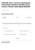 CNUR 209&colon; Unit 2 - Overview of the Research&NewLine;Process Exam &vert; Questions with 100&percnt; Correct&NewLine;Answers &vert; Verified &vert; Latest Update 2026&sol;2027