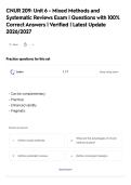 CNUR 209&colon; Unit 6 - Mixed Methods and&NewLine;Systematic Reviews Exam &vert; Questions with 100&percnt;&NewLine;Correct Answers &vert; Verified &vert; Latest Update&NewLine;2026&sol;2027