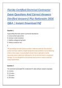 Florida Certified Electrical Contractor &NewLine;Exam Questions And Correct Answers &NewLine;&lpar;Verified Answers&rpar; Plus Rationales 2026 &NewLine;Q&A &vert; Instant Download Pdf