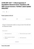 CNUR 209&colon; Unit 7 - Critical Appraisal of&NewLine;Quantitative Research Exam &vert; Questions with&NewLine;100&percnt; Correct Answers &vert; Verified &vert; Latest Update&NewLine;2026&sol;2027