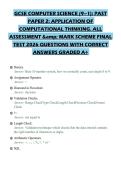 GCSE COMPUTER SCIENCE &lpar;9&ndash;1&rpar;&colon; PAST&NewLine;PAPER 2&colon; APPLICATION OF&NewLine;COMPUTATIONAL THINKING&period; ALL&NewLine;ASSESSMENT & MARK SCHEME FINAL&NewLine;TEST 2026 QUESTIONS WITH CORRECT&NewLine;ANSWERS GRADED A&plus;