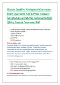 Florida Certified Residential Contractor &NewLine;Exam Questions And Correct Answers &NewLine;&lpar;Verified Answers&rpar; Plus Rationales 2026 &NewLine;Q&A &vert; Instant Download Pdf 