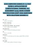 GCSE COMPUTER SCIENCE &lpar;9&ndash;1&rpar;&colon; PAST&NewLine;PAPER 2&colon; APPLICATION OF&NewLine;COMPUTATIONAL THINKING&period; ALL&NewLine;ASSESSMENT & MARK SCHEME&NewLine;CERTIFICATION SCRIPT 2026 QUESTIONS&NewLine;WITH SOLUTIONS GRADED A&plus;