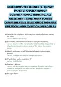 GCSE COMPUTER SCIENCE &lpar;9&ndash;1&rpar;&colon; PAST&NewLine;PAPER 2&colon; APPLICATION OF&NewLine;COMPUTATIONAL THINKING&period; ALL&NewLine;ASSESSMENT & MARK SCHEME&NewLine;COMPREHENSIVE STUDY GUIDE 2026 FULL&NewLine;QUESTIONS AND SOLUTIONS GRADED A&plus;
