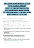 GCSE COMPUTER SCIENCE &lpar;9&ndash;1&rpar;&colon; PAST&NewLine;PAPER 2&colon; APPLICATION OF&NewLine;COMPUTATIONAL THINKING&period; ALL&NewLine;ASSESSMENT & MARK SCHEME&NewLine;ACTUAL EXAM PAPER 2026 QUESTIONS&NewLine;WITH ANSWERS GRADED A&plus;