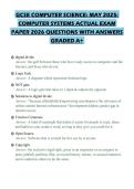 GCSE COMPUTER SCIENCE&colon; MAY 2025&colon;&NewLine;COMPUTER SYSTEMS ACTUAL EXAM&NewLine;PAPER 2026 QUESTIONS WITH ANSWERS&NewLine;GRADED A&plus;