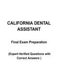 California Dental Assistant Permitted Duties Study Guide &vert; Complete Questions with Verified Answers &vert; 2026&sol;2027 Edition &vert; Graded A&plus;