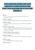 GCSE COMPUTER SCIENCE&colon; MAY 2025&colon;&NewLine;COMPUTER SYSTEMS CERTIFICATION&NewLine;SCRIPT 2026 QUESTIONS WITH SOLUTIONS&NewLine;GRADED A&plus;