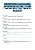 GCSE COMPUTER SCIENCE&colon; MAY 2025&colon;&NewLine;COMPUTER SYSTEMS FINAL TEST 2026&NewLine;QUESTIONS WITH CORRECT ANSWERS&NewLine;GRADED A&plus;