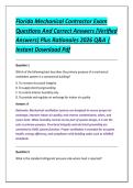 Florida Mechanical Contractor Exam &NewLine;Questions And Correct Answers &lpar;Verified &NewLine;Answers&rpar; Plus Rationales 2026 Q&A &vert; &NewLine;Instant Download Pdf 