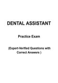 Dental Assistant Practice Exam &vert; Complete Questions with Verified Answers &vert; 2026&sol;2027 Edition &vert; Graded A&plus;
