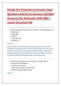 Florida Fire Protection Contractor Exam &NewLine;Questions And Correct Answers &lpar;Verified &NewLine;Answers&rpar; Plus Rationales 2026 Q&A &vert; &NewLine;Instant Download Pdf 
