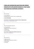 CYBER LAW EXAMINATION QUESTIONS AND CORRECT &NewLine;ANSWER WITH EXPLANATION GRADED A&plus; STUDY GUIDE