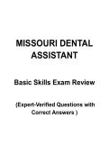 Missouri Dental Assisting Basic Skills Study Guide &vert; Complete Questions with Verified Answers &vert; 2026&sol;2027 Edition &vert; Graded A&plus;