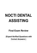 NOCTI Dental Assisting Exam Prep &vert; Practice Questions & Verified Answers&comma; Comprehensive Study Guide PDF