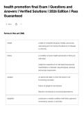 health promotion final Exam &vert; Questions and&NewLine;Answers &vert; Verified Solutions &vert; 2026 Edition &vert; Pass&NewLine;Guaranteed