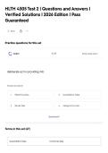HLTH 4305 Test 2 &vert; Questions and Answers &vert;&NewLine;Verified Solutions &vert; 2026 Edition &vert; Pass&NewLine;Guaranteed