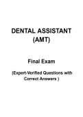 Registered Dental Assistant RDA &lpar;AMT&rpar; Study Guide &vert; Practice Test Questions&comma; Verified Answers & Exam Review