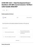 CNUR 303&colon; Unit 1 - Fetal Development Exam &vert;&NewLine;Questions with 100&percnt; Correct Answers &vert; Verified &vert;&NewLine;Latest Update 2026&sol;2027