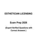 Esthetician Licensing Exam Study Guide &vert; Complete Questions with Verified Answers 