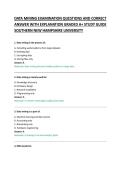 DATA MINING EXAMINATION QUESTIONS AND CORRECT &NewLine;ANSWER WITH EXPLANATION GRADED A&plus; STUDY GUIDE