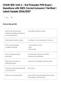 CNUR 303&colon; Unit 4 - 3rd Trimester FHS Exam &vert;&NewLine;Questions with 100&percnt; Correct Answers &vert; Verified &vert;&NewLine;Latest Update 2026&sol;2027