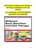 Williams&rsquo; Basic Nutrition & Diet Therapy&comma; 16th Edition &vert; Comprehensive Test Bank &colon; MCQs&comma; Answer Rationales & Diet Therapy Review&semi; Exam Prep Guide for Nutrition&comma; Nursing and Health Sciences
