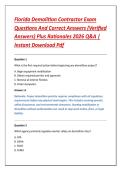 Florida Demolition Contractor Exam &NewLine;Questions And Correct Answers &lpar;Verified &NewLine;Answers&rpar; Plus Rationales 2026 Q&A &vert; &NewLine;Instant Download Pdf 