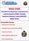 WGU D293 Pre-Assessment&colon; Assessment and Learning Analytics &lpar;PADB&rpar; &vert; Complete Questions & Answers &vert; Latest &lpar;2026&sol;2027&rpar; Update Version