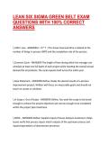 LEAN SIX SIGMA GREEN BELT EXAM QUESTIONS WITH 100&percnt; CORRECT ANSWERS