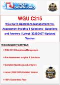 WGU C215 Operations Management Pre Assessment Insights & Solutions &vert; Questions and Answers &vert; Latest &lpar;2026&sol;2027&rpar; Updated Version