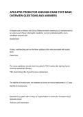 APEA PRE-PREDICTOR 2025&sol;2026 EXAM TEST BANK OVERVIEW QUESTIONS AND ANSWERS