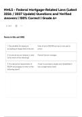 NMLS - Federal Mortgage-Related Laws &lpar;Latest 2026 &sol; 2027 Update&rpar; Questions and Verified Answers &vert; 100&percnt; Correct &vert; Grade A&plus;