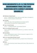 GCSE GEOGRAPHY A &lpar;9&ndash;1&rpar;&colon; THE PHYSICAL&NewLine;ENVIRONMENT FINAL TEST 2026&NewLine;QUESTIONS WITH CORRECT ANSWERS&NewLine;GRADED A&plus;
