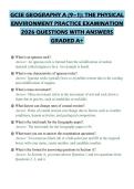 GCSE GEOGRAPHY A &lpar;9&ndash;1&rpar;&colon; THE PHYSICAL&NewLine;ENVIRONMENT PRACTICE EXAMINATION&NewLine;2026 QUESTIONS WITH ANSWERS&NewLine;GRADED A&plus;