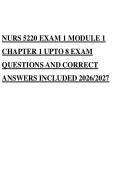 NURS 5220 EXAM 1 MODULE 1 &NewLine;CHAPTER 1 UPTO 8 EXAM &NewLine;QUESTIONS AND CORRECT &NewLine;ANSWERS INCLUDED 2026&sol;2027 &NewLine;