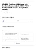HCA 201B Final Exam 2026 Actual with Questions & Answers &lpar;Latest 2026 &sol; 2027 Update&rpar; 100&percnt; Guarantee Pass &lpar;Verified Answers&rpar;