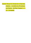 Introduction to Business Analytics 1st Edition by Richardson and Watson &ndash; Solution Manual with Worked Problems and Answers