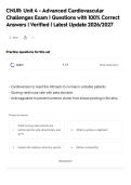 CNUR&colon; Unit 4 - Advanced Cardiovascular&NewLine;Challenges Exam &vert; Questions with 100&percnt; Correct&NewLine;Answers &vert; Verified &vert; Latest Update 2026&sol;2027