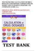 TEST BANK FOR CALCULATION OF DRUG DOSAGES 11TH EDITION &lpar;VERSION 2026&rpar; BY OGDEN AND FLUHARTY&vert; CHAPTER 1-19&vert; COMPLETE GUIDE