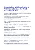 Chemistry Final ACS Exam Questions&NewLine;And Answers Rated A&plus; New Update&NewLine;Assured Satisfaction