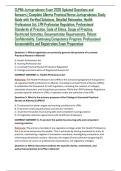 CLPNA Jurisprudence Exam 2026 Updated Questions and Answers &vert; Complete Alberta Practical Nurse Jurisprudence Study Guide with Verified Solutions&comma; Detailed Rationales&comma; Health Professions Act&comma; LPN Profession Regulation&comma; Professional Standards of Practice&comma; C
