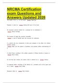 NRCMA Certification exam Questions and Answers Updated 2026
