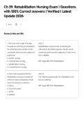 Ch 39&colon; Rehabilitation Nursing Exam &vert; Questions&NewLine;with 100&percnt; Correct Answers &vert; Verified &vert; Latest&NewLine;Update 2026