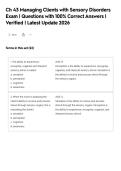 Ch 43 Managing Clients with Sensory Disorders&NewLine;Exam &vert; Questions with 100&percnt; Correct Answers &vert;&NewLine;Verified &vert; Latest Update 2026