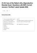 Ch 52&colon; Care of the Patient with a Reproductive&NewLine;Disorder Exam &vert; Questions with 100&percnt; Correct&NewLine;Answers &vert; Verified &vert; Latest Update 2026